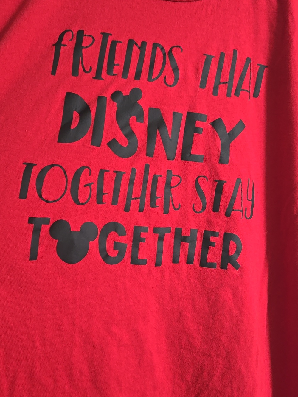 Red 100% Cotton Shirt, Friends That Disney Together Stay Together, XL